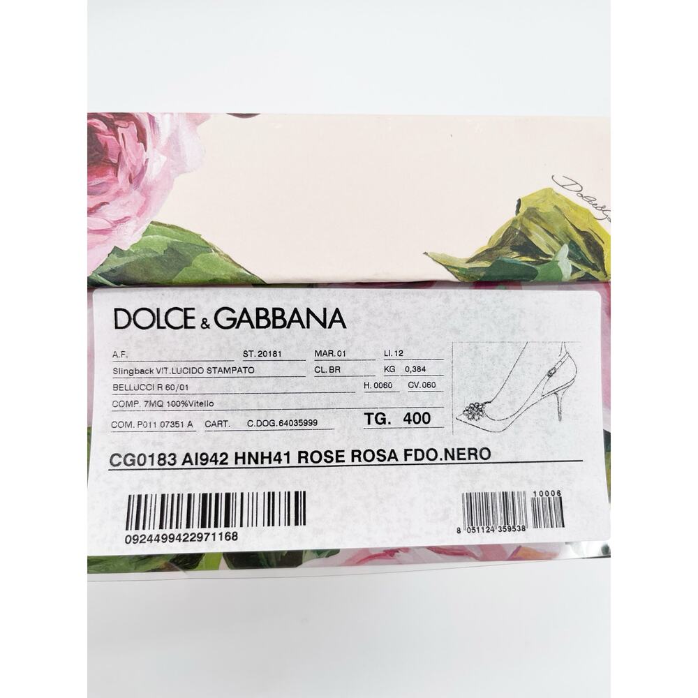 Dolce & Gabbana Black Rose Butterfly Crystal Pointed Toe Slingback Heels IT 40 - Picture 16 of 16